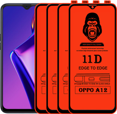 Laxdom Edge To Edge Tempered Glass for OPPO A12(Pack of 4)