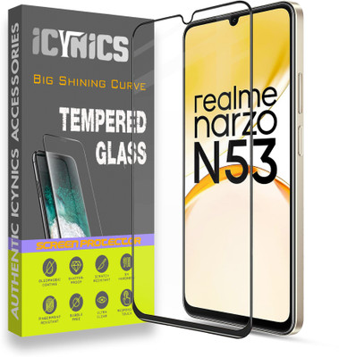 ICYNICS Edge To Edge Tempered Glass for Realme Narzo N53, Anti-Fingerprint, Waterproof, Oil-resistant, Bubble-Free, Anti-Static with Full Screen Coverage & Easy Installation(Pack of 1)