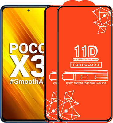 Qyist Edge To Edge Tempered Glass for Poco X3(Pack of 2)