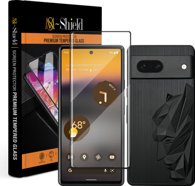 MS-Shield Edge To Edge Tempered Glass for Google Pixel 6a, With Soft Silicone Frosted Batman Series 360° Camera Protection Case Cover(Pack of 1)