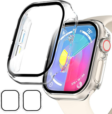 DPJ Edge To Edge Tempered Glass for Apple Watch Series 10 Screen Protector Case mm, Hard PC Ultra-Thin Full Shockproof Cover for Apple Watch 10 mm Accessories -CLEAR(Pack of 2)
