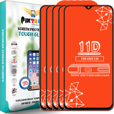 PikTrue Edge To Edge Tempered Glass for Vivo Y20(Pack of 5)
