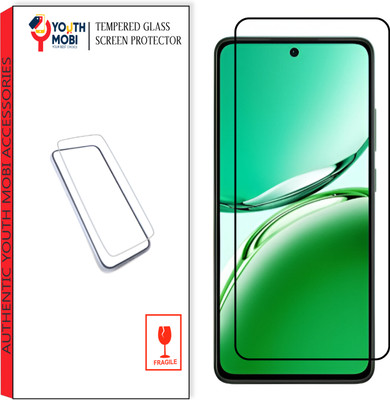 YOUTH MOBI Edge To Edge Tempered Glass for Oppo Reno 12F 5G, oppo reno 12f (Black)(Pack of 1)