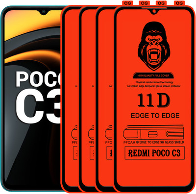 Laxdom Edge To Edge Tempered Glass for POCO C3(Pack of 4)