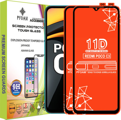 PFOAM Edge To Edge Tempered Glass for POCO C3(Pack of 2)