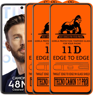 TWIGLO Edge To Edge Tempered Glass for TECNO CAMON 17 PRO(Pack of 3)