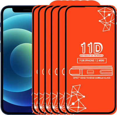 Qyist Edge To Edge Tempered Glass for Iphone 12 Mini(Pack of 6)