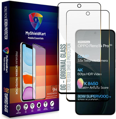 MyShieldKart Edge To Edge Tempered Glass for Oppo Reno 14 Pro (6.83 Inch)**DuraGlass**Millitary Grade-Anti Explosion-Tempered Glass/Full Screen Coverage-Edge to Edge/9H Hardness/With Easy Installation Kit(Pack of 2)