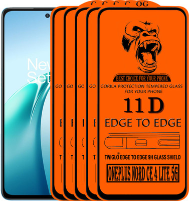 TWIGLO Edge To Edge Tempered Glass for ONEPLUS NORD CE 4 LITE 5G(Pack of 5)