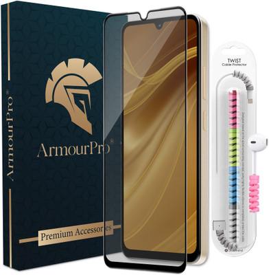 ArmourPro Edge To Edge Tempered Glass for Poco C71 5G, Redmi A5, Matte OG Tempered Glass with Cable Protector(Pack of 1)