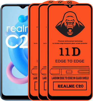 Laxdom Edge To Edge Tempered Glass for REALME C20(Pack of 3)