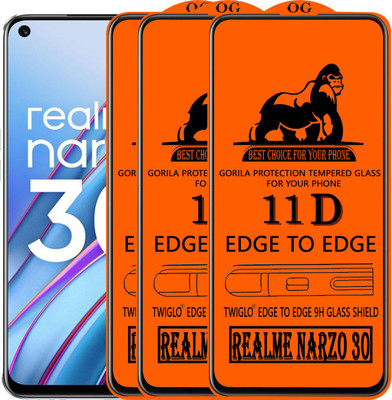TWIGLO Edge To Edge Tempered Glass for REALME NARZO 30(Pack of 3)
