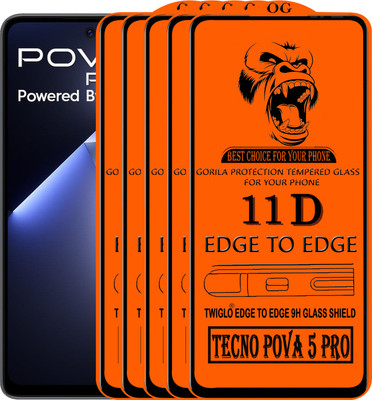 TWIGLO Edge To Edge Tempered Glass for TECNO POVA 5 PRO 5G(Pack of 5)