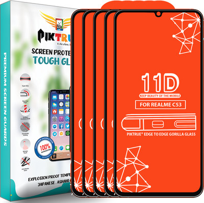 PikTrue Edge To Edge Tempered Glass for Realme C53(Pack of 5)