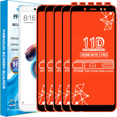 PFOAM Edge To Edge Tempered Glass for Mi Redmi Note 5 Pro(Pack of 5)