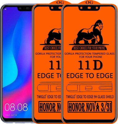 11D Edge To Edge Tempered Glass for Huawei Nova 3i(Pack of 2)