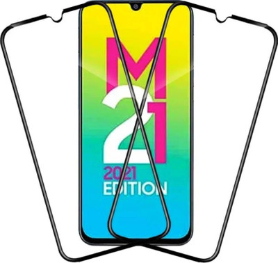 HIE POWER Edge To Edge Tempered Glass for Samsung Galaxy M21 2021 -| 9H Hardness, Anti-Scratch Edge to Edge Full Glue Mobile Screen protector with Wet & dry Wipes |(Pack of 2)