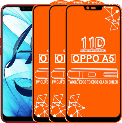 TWIGLO Edge To Edge Tempered Glass for OPPO A5(Pack of 3)