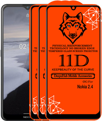 DeepzHub Edge To Edge Tempered Glass for Nokia 2.4(Pack of 3)