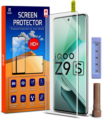 FAVJIP Edge To Edge Tempered Glass for IQOO Z9S 5G, 3D Curved UV Liquide Glue Screen Guard Protector with All in One Installation Kit(Pack of 1)