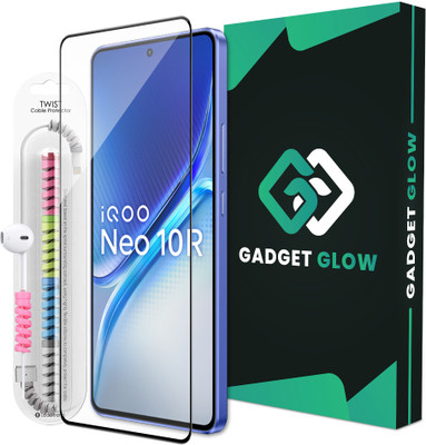 Gadget Glow Edge To Edge Tempered Glass for iQOO Neo 10R 5G, iQOO Neo 10R, Neo 10R 5G, OG Tempered Glass with Cable Protector(Pack of 1)