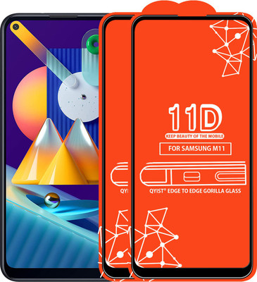 Qyist Edge To Edge Tempered Glass for Samsung Galaxy M11(Pack of 2)