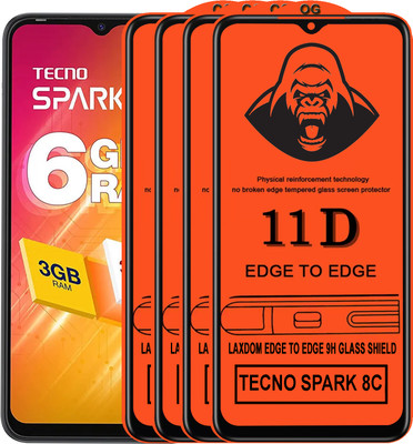 Laxdom Edge To Edge Tempered Glass for TECNO SPARK 8C(Pack of 4)