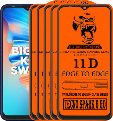 TWIGLO Edge To Edge Tempered Glass for TECNO SPARK 6 GO(Pack of 5)