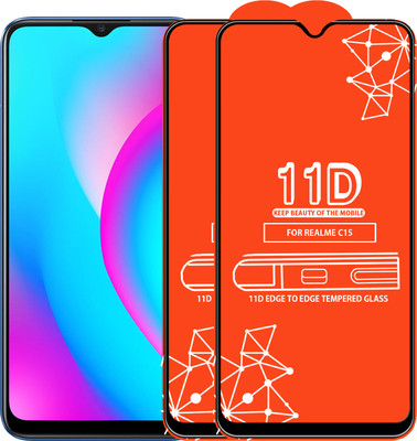 Roxel Edge To Edge Tempered Glass for Realme C15(Pack of 2)