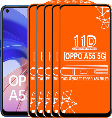 TWIGLO Edge To Edge Tempered Glass for OPPO A55 4G(Pack of 5)