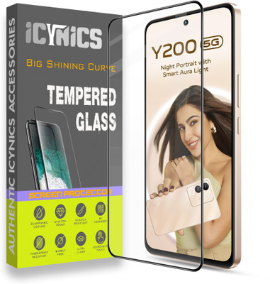 ICYNICS Edge To Edge Tempered Glass for Vivo Y200 5G, Anti-Fingerprint, Waterproof, Oil-resistant, Bubble-Free, Anti-Static with Full Screen Coverage & Easy Installation(Pack of 1)