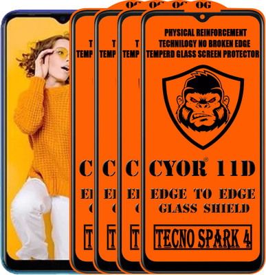 CYOR Edge To Edge Tempered Glass for TECNO SPARK 4(Pack of 4)