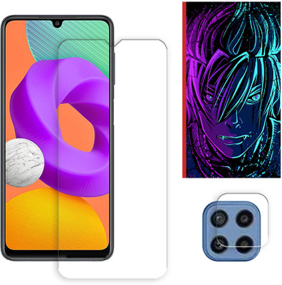 ARBAN Edge To Edge Tempered Glass for Samsung Galaxy M22 4G Tempered Glass Screen Protector | Anti-Scratch | Edge to Edge Full Coverage | 9H Hardness (1 FRONT SCREEN GUARD + 1 CAMERA LENS PROTECTOR + 1 FREE BACK EMBOSSED SKIN002)(Pack of 1)