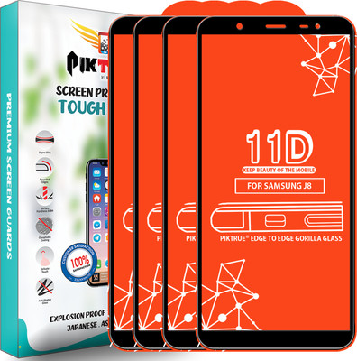 PikTrue Edge To Edge Tempered Glass for Samsung Galaxy J8(Pack of 4)