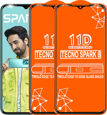 TWIGLO Edge To Edge Tempered Glass for TECNO SPARK 8(Pack of 2)