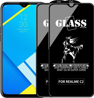 Qyist Edge To Edge Tempered Glass for REALME C2(Pack of 2)