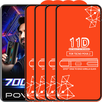 Qyist Edge To Edge Tempered Glass for Tecno Pova 2(Pack of 4)