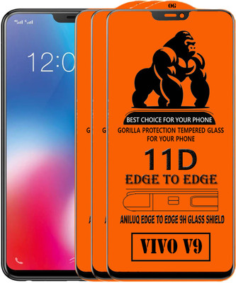 ANILUQ Edge To Edge Tempered Glass for Vivo V9(Pack of 3)