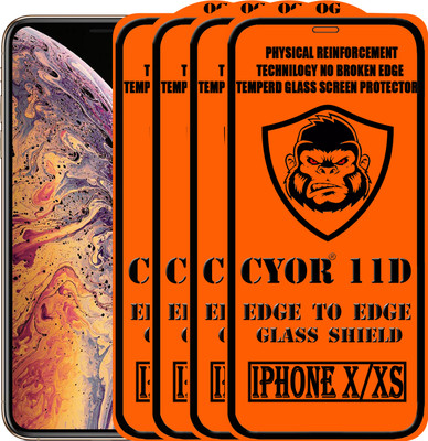 CYOR Edge To Edge Tempered Glass for Apple iPhone X(Pack of 4)