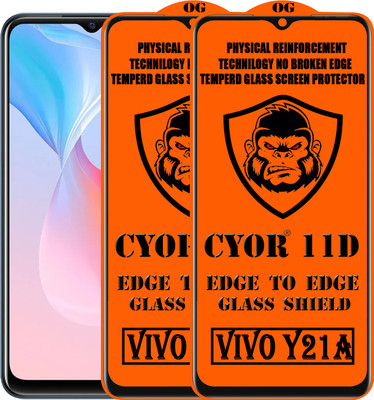 CYOR Edge To Edge Tempered Glass for VIVO Y21A(Pack of 2)