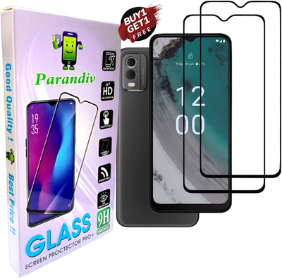 PARANDIV Edge To Edge Tempered Glass for Buy 1 Get 1 Free Branded High Quality Tempered For Nokia C32(Pack of 2)