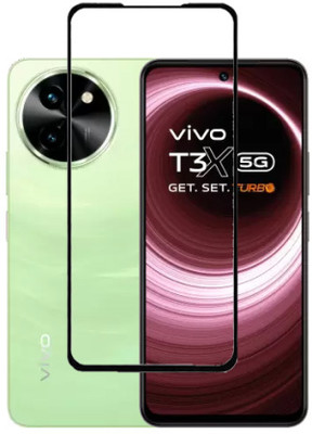 RCHJV Edge To Edge Tempered Glass for vivo T3x 5G, vivo T3x(Pack of 1)