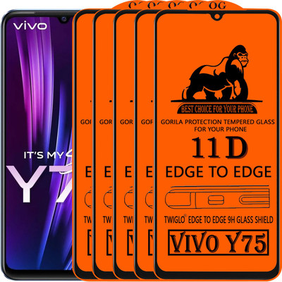 TWIGLO Edge To Edge Tempered Glass for VIVO Y75(Pack of 5)