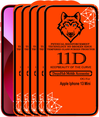 DeepzHub Edge To Edge Tempered Glass for iPhone 13 Mini(Pack of 5)