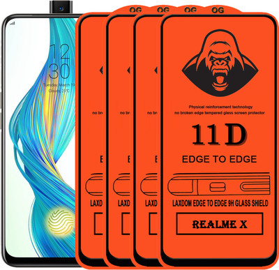 Laxdom Edge To Edge Tempered Glass for Realme X(Pack of 4)