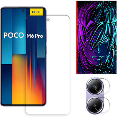 ARBAN Edge To Edge Tempered Glass for Poco M6 Pro 4G Tempered Glass Screen Protector | Anti-Scratch | Edge to Edge Full Coverage | 9H Hardness (1 FRONT SCREEN GUARD + 1 CAMERA LENS PROTECTOR + 1 FREE BACK EMBOSSED SKIN002)(Pack of 1)