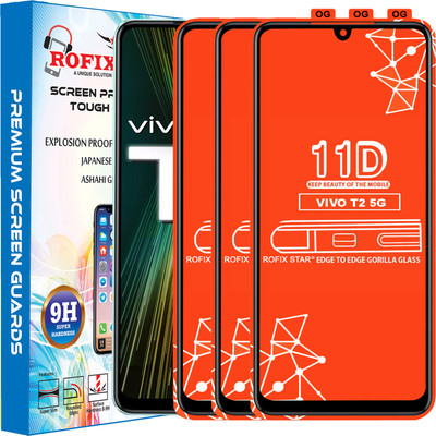 Rofix star Edge To Edge Tempered Glass for VIVO T2 5G(Pack of 3)