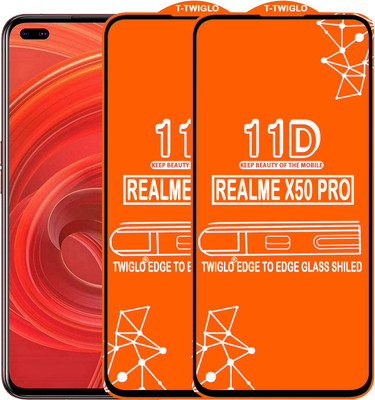 TWIGLO Edge To Edge Tempered Glass for REALME X50 PRO(Pack of 2)