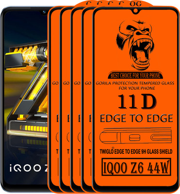 TWIGLO Edge To Edge Tempered Glass for IQOO Z6 44W(Pack of 5)