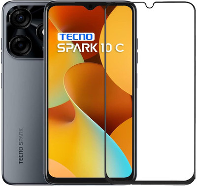 NaturalBuy Edge To Edge Tempered Glass for Tecno Spark 10C-Top Notch Edge to Edge Full Screen Coverage [Anti-Scratch] [9H Gorilla] [Free Cleaning Kit Included](Pack of 1)